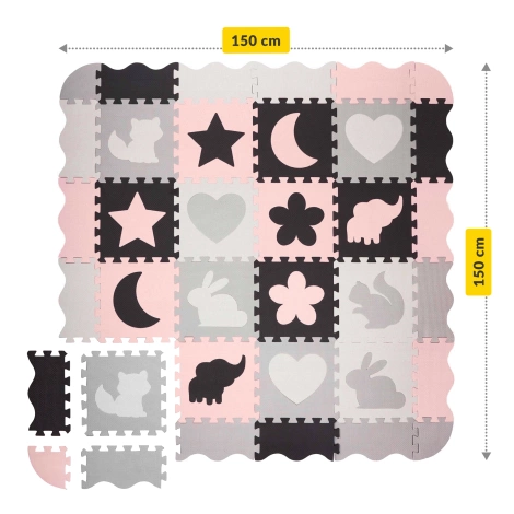 Sada pěnových puzzlí 'Zvířata' 150x150 růžové