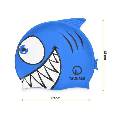 Dětská plavecká čepice TSUNAMI SHARK modrá