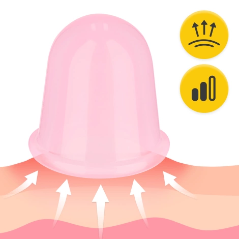 Silikonové masážní baňky FACE+ 5 ks. růžové