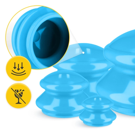 Gumové masážní baňky 4 ks. modré