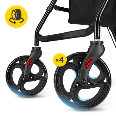 Čtyřkolové chodítko se sedátkem a taškou