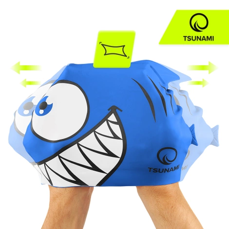 Dětská plavecká čepice TSUNAMI SHARK modrá