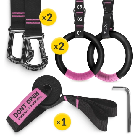 Gymnastické kruhy ABS černo-růžové