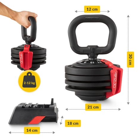 Nastavitelný kettlebell PREMIUM 2-12 kg