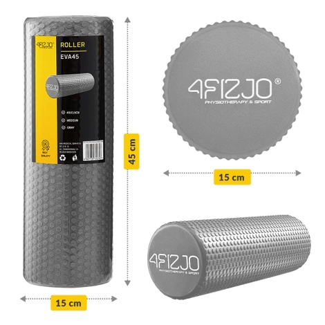 Masážní válec s výstupky CARE+ 45 cm šedý