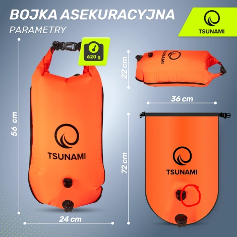 Nafukovací záchranná bójka + Batoh + Suchá kapsa 3v1 TSUNAMI