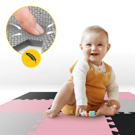 Hrací podložka pro děti puzzle 90 x 90 cm růžová