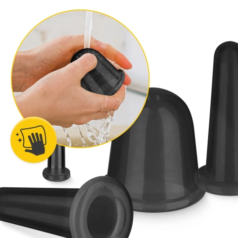 Silikonové masážní baňky FACE+ 5 ks. černé