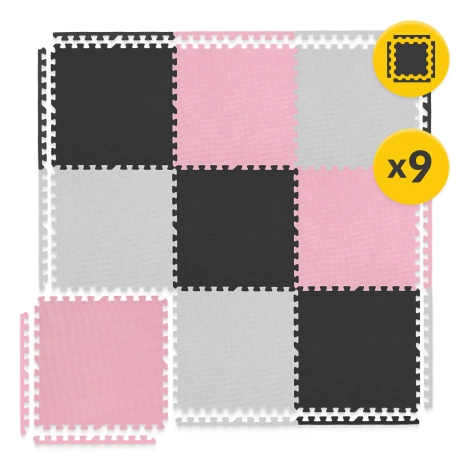 Sada 9 podložek na cvičení puzzle - "Pastelově růžová"