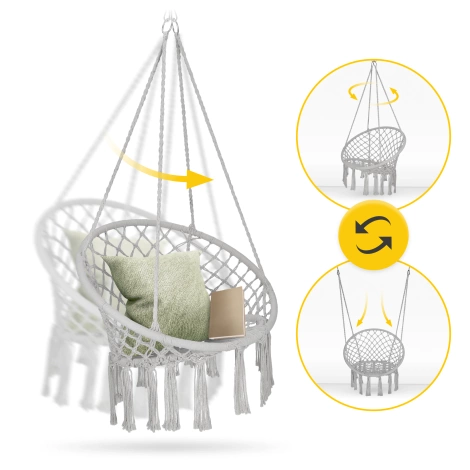 Závěsné křeslo BOHO s polštářem šedé