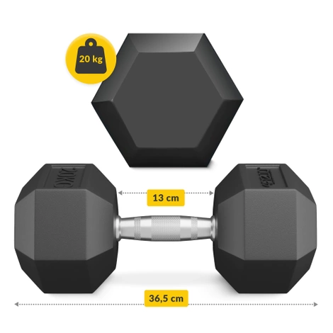 Ocelové činky HEX 20 kg (1 kus)