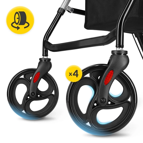 Čtyřkolové chodítko se sedátkem a taškou