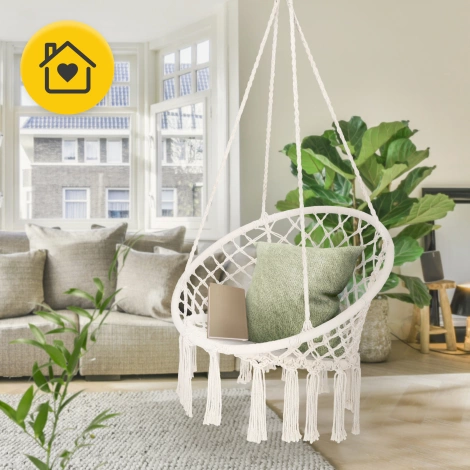 Závěsné křeslo BOHO s polštářem béžové