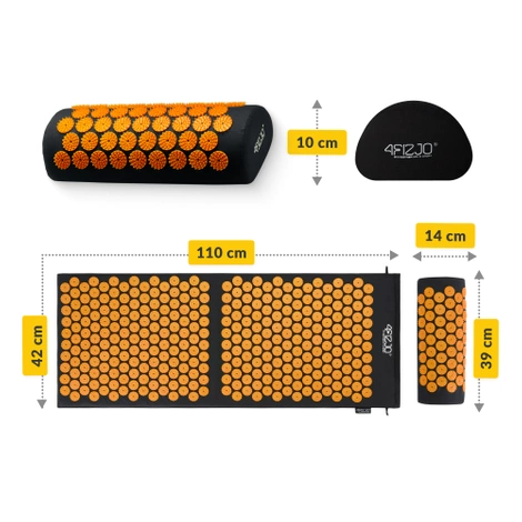 Velká akupresurní podložka s polštářem XL oranžová