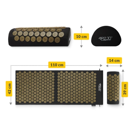 Velká akupresurní podložka s polštářem XL černá