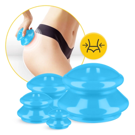 Gumové masážní baňky 4 ks. modré