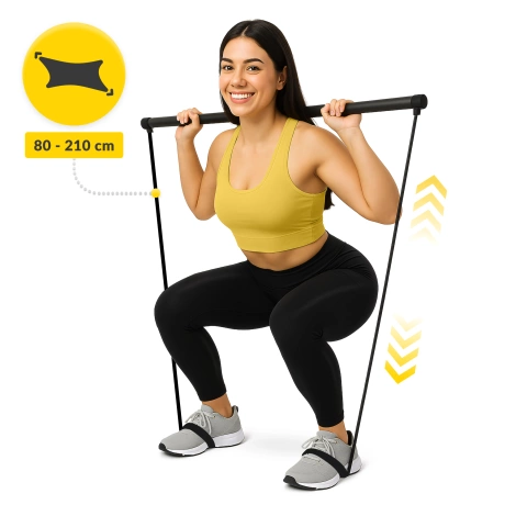 Posilovací tyč na pilates s expandéry