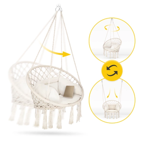 Závěsné křeslo BOHO s polštářem béžové