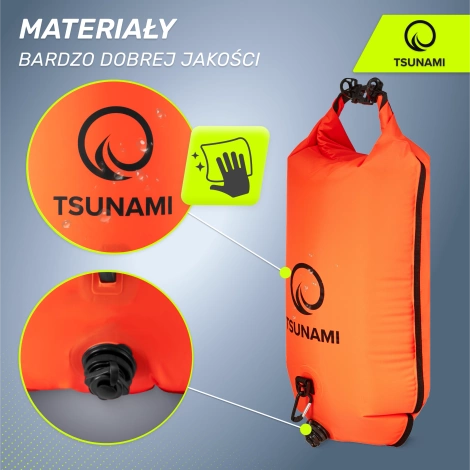 Nafukovací záchranná bójka + Batoh + Suchá kapsa 3v1 TSUNAMI