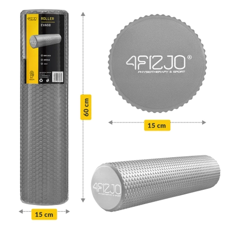 Masážní válec s výstupky CARE+ 60 cm šedý