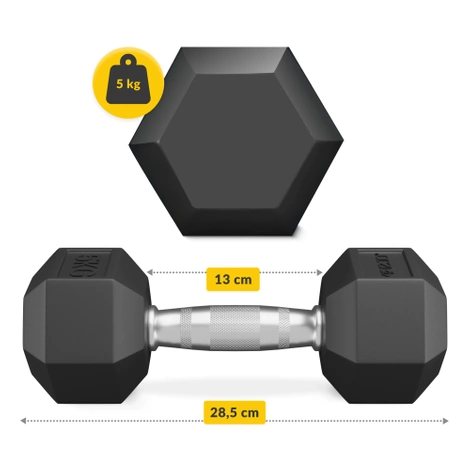 Ocelové činky HEX 5 kg (1 kus)