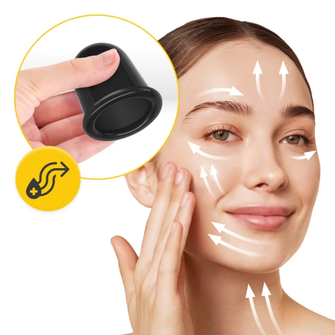 Silikonové masážní baňky FACE+ 5 ks. černé