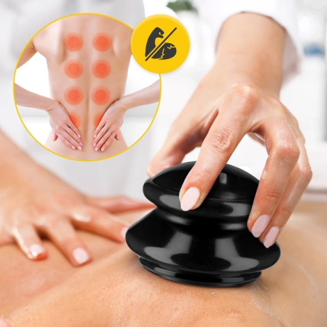 Gumové masážní baňky 4 ks. černé