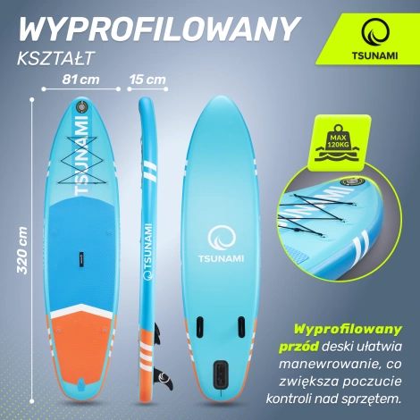 Nafukovací paddleboard SUP TSUNAMI 320cm T02 modrý