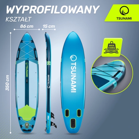 Nafukovací paddleboard SUP TSUNAMI 350 cm T15 modro-zelený