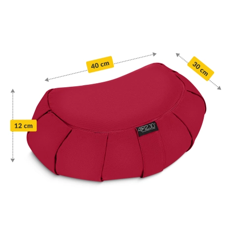 Meditační polštář Zafu ve tvaru půlměsíce červený