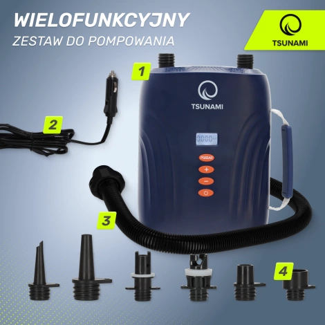 Elektrická pumpa na paddleboard do auta SUP TSUNAMI