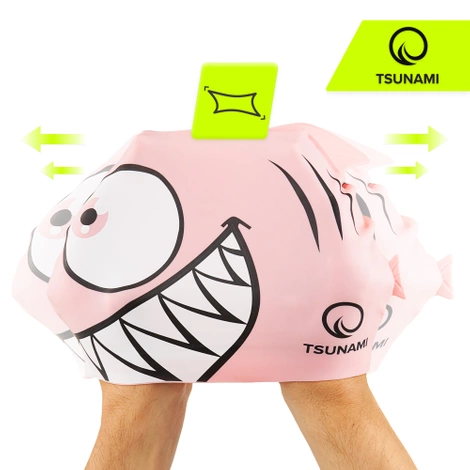 Dětská plavecká čepice TSUNAMI SHARK růžová