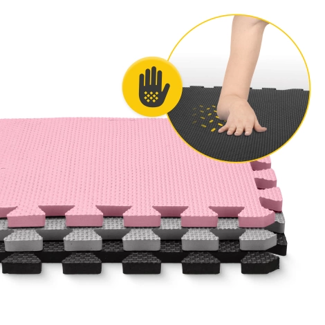 Hrací podložka pro děti puzzle 90 x 90 cm růžová