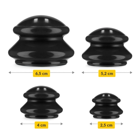 Gumové masážní baňky 4 ks. černé