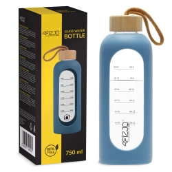 Skleněná láhev na vodu 750 ml modrá