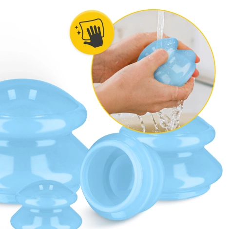 Silikonové masážní baňky MED+ 4 ks. modré