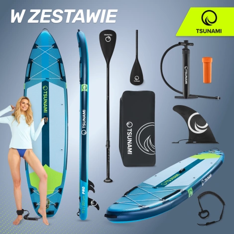 Nafukovací paddleboard SUP TSUNAMI 350 cm T15 modro-zelený