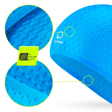 Dámská plavecká čepice TSUNAMI TEXTURE modrá