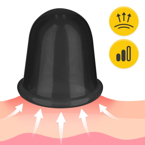 Silikonové masážní baňky FACE+ 5 ks. černé