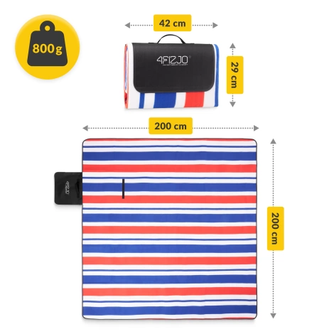 Pikniková deka s izolační vrstvou 200 x 200 cm pruhovaný
