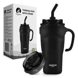 Termohrnek s brčkem 650 ml černý