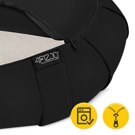 Meditační polštář ZAFU ve tvaru půlměsíce černý