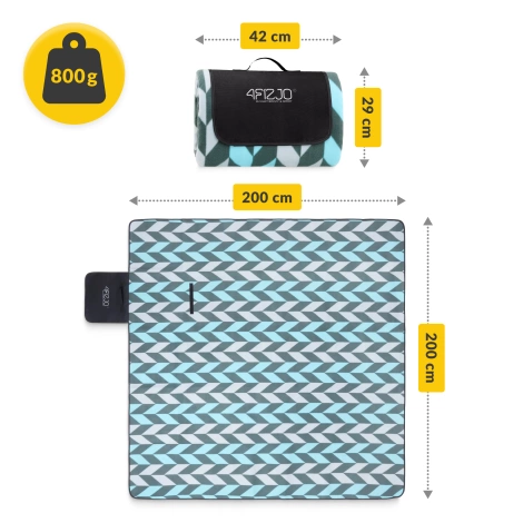 Pikniková deka s izolační vrstvou 200 x 200 cm rybí kost