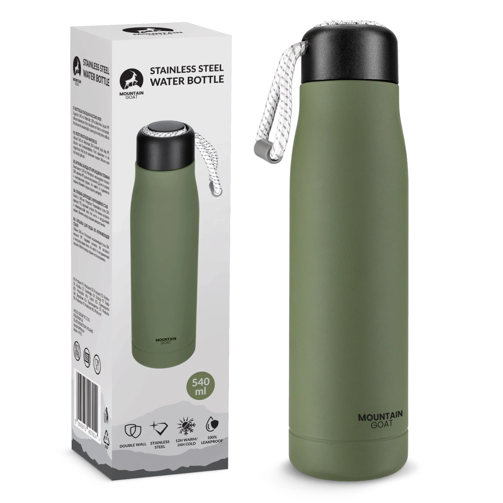 Termoláhev s páskem 540 ml zelená