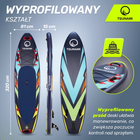 Nafukovací paddleboard SUP TSUNAMI 320cm T08 vícebarevný