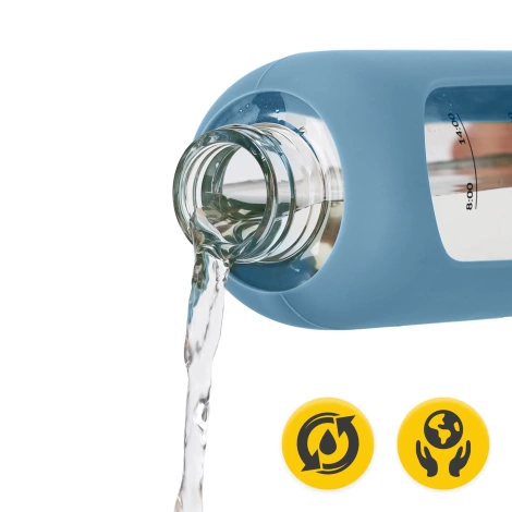Skleněná láhev na vodu 750 ml modrá