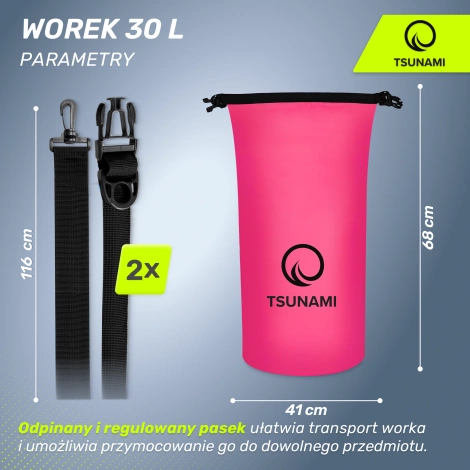 Nepromokavý vak 30 l TSUNAMI růžový