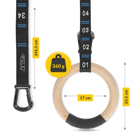 Gymnastické kruhy na cvičení modré