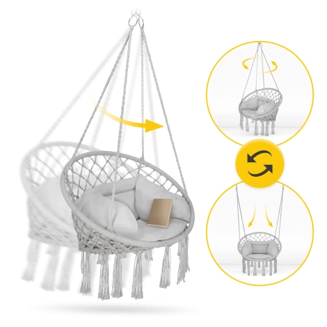 Závěsné křeslo BOHO s polštářem šedé