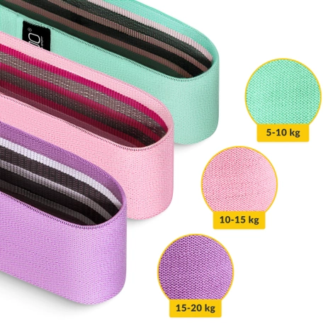 Sada 3 textilních odporových gum HIP BAND